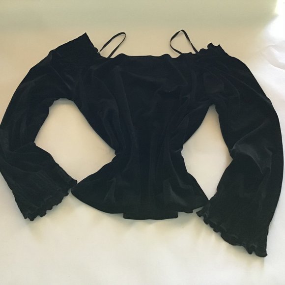 Liz Claiborne black velvet romantic blouse, Woman's size L, - Picture 3 of 3